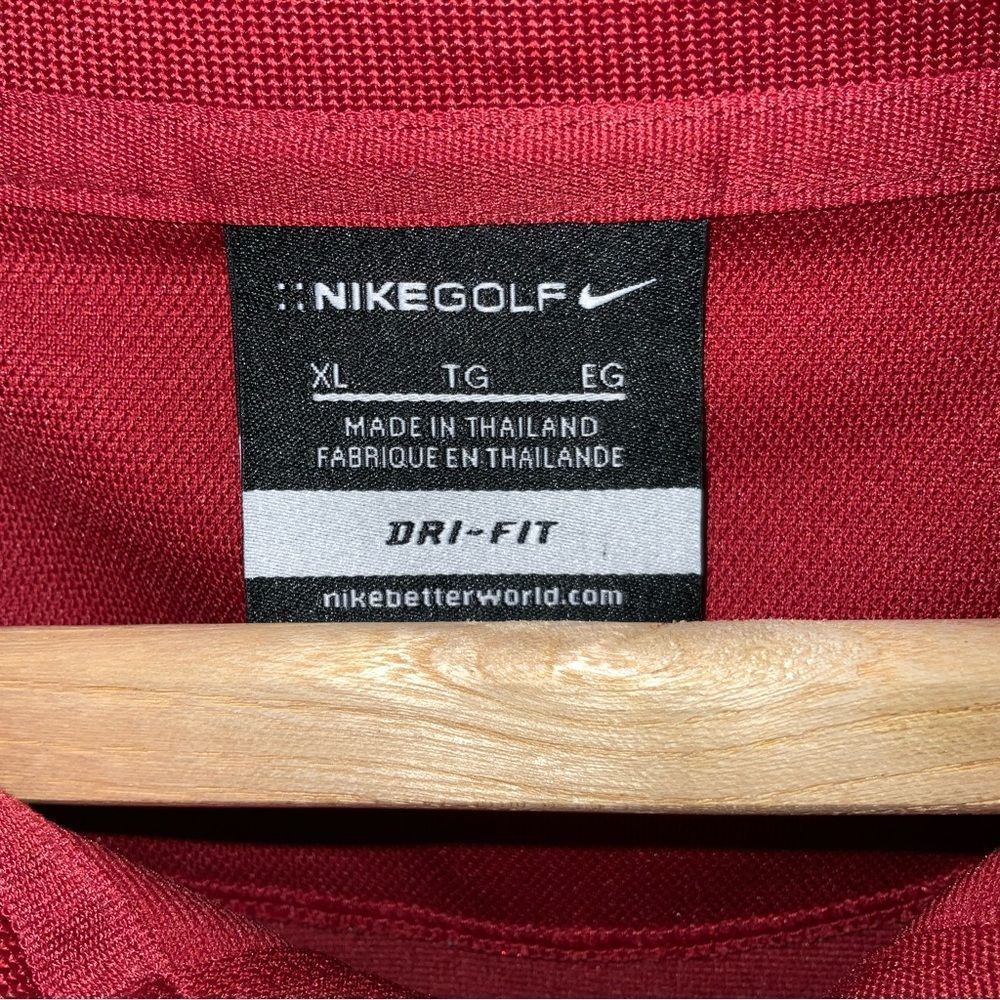 Nike Golf Dri-Fit Mens Size XL Red Short Sleeve Golf Polo Shirt - Picture 6 of 7